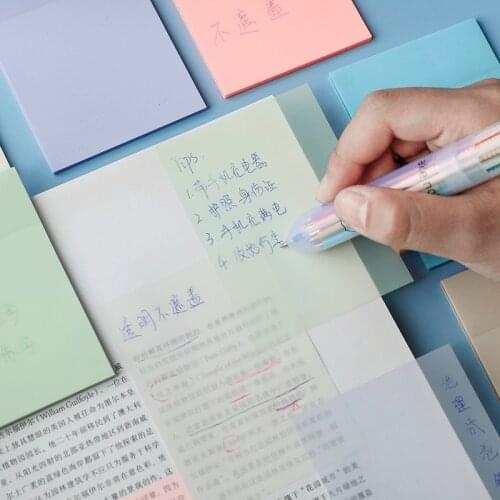 50 Sheets Transparent Sticky Note Pads Memo 3 Different Size Square Styles Self Adhesive Removable N Times