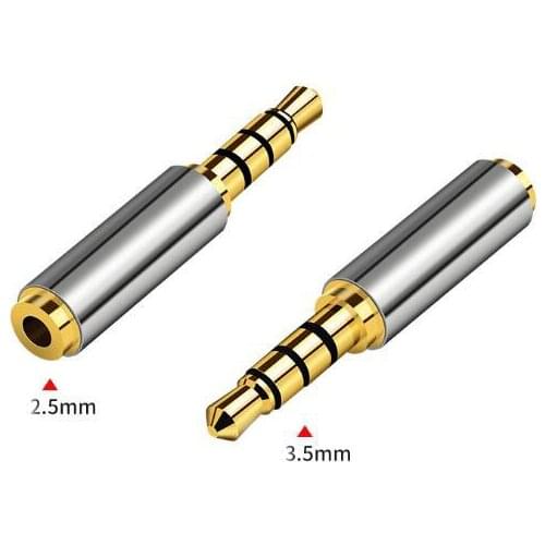 500pcs/lot Gold Plated 3.5mm Male to 2.5mm Female 2.5 mm to 3.5 mm Stereo Headphone Audio Headset Adapter Converter Connector
