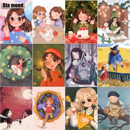 5D DIY Diamond Painting Cartoon Girl Cross Stitch Kits Full Square/Round Drill Diamond Embroidery Mosaic Picture Home Decor