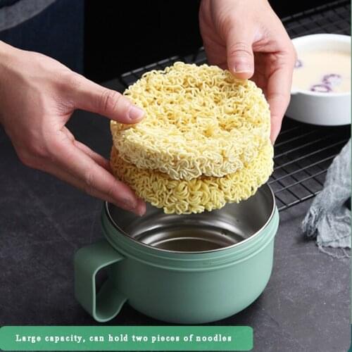 Stainless Steel 850ml Noodle Bowl New Solid Instant Food Container Rice Bowl Soup Bowls Instant Noodle Lunch Box with Utensils