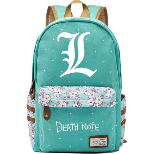 Death Note Anime Bag Backpack Flower Point Floral Bag School Teenagers Student Book Travel Laptop Mochila