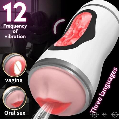 Automatic Male Masturbator Cup Oral Sex Adult Vagina Real Pussy Cup Penis Stimulator Blow job Electric Vibrator Sex Toys for Men