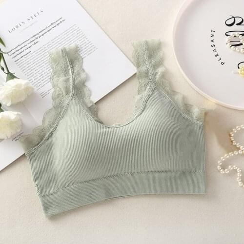 Seamless Sports Bra Vest-style Thin Lace Bras Sexy Brassiere Sport Femme Solid Color Wireless Crop Top Vest Sport Bra Plus Size