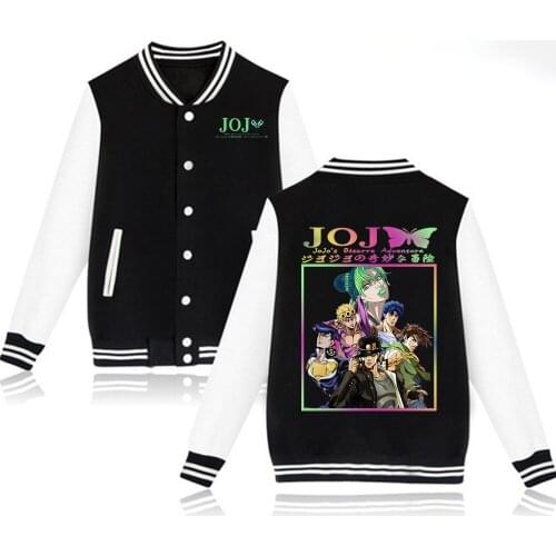 Jojo Bizarre Adventure Logo Clothing Casual Bomber Baseball Jacket Stone Ocean Cujoh Jolyne Loose Cardigan Coat