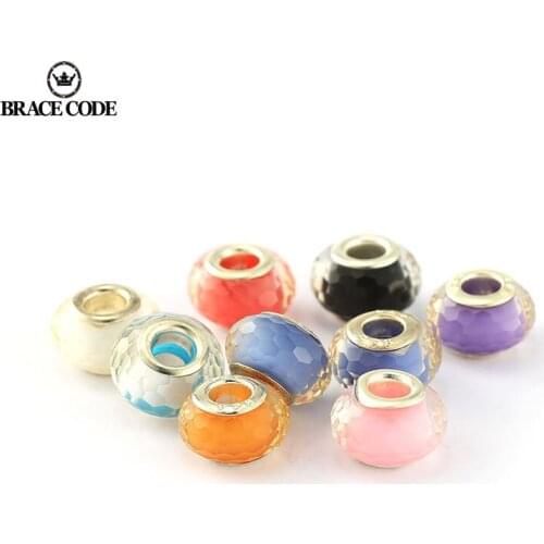 2Pcs/Lot Resin Faceted Beads Jelly Effect DIY Beaded Bangles Accessories Large Hole Loose Beads Making Bracelets Jewellery Gifts