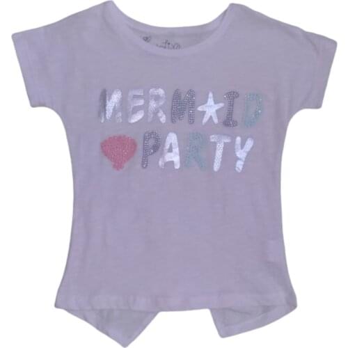 ÇKT-PART Female Child White Cubic Zirconia Party Font Printed Short-Sleeve Combed Cotton T-Shirt 430422883