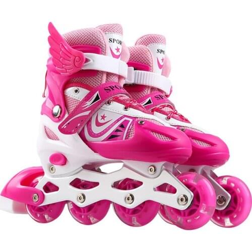 Kids Adults Roller Skates PVC Adjustable Comfortable Beginner Inline Skates ​For Roller Sneakers Training Scrub Row 4 Wheel