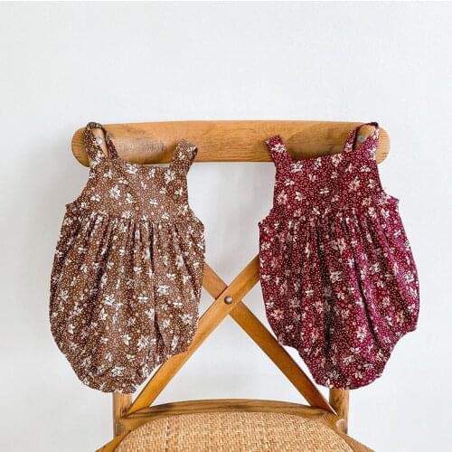 Baby Bodysuit New Fashion Leaf Print Baby Girls Sleeveless Overalls Infant Kids Strap Jumpsuit One-piece Outfits