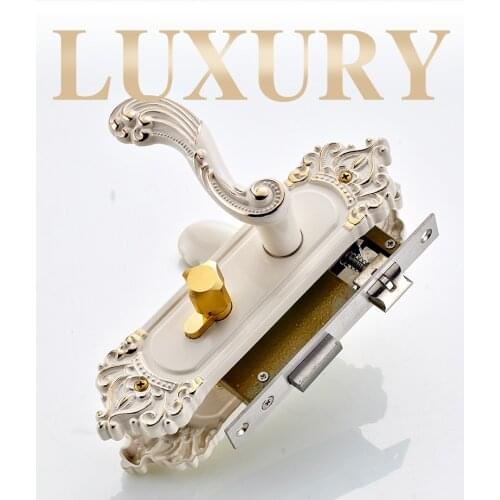 European style door lock indoor solid wood bedroom set on the antique handle handle ivory white lock