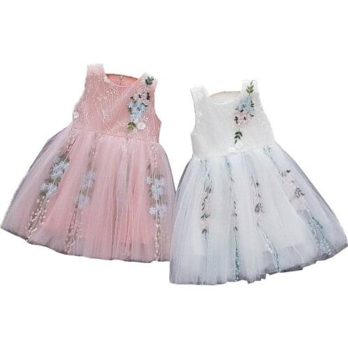 Elegant Flower Girls Dress Wedding Party Princess Dress Casual Kids Clothes Lace Long Sleeves Dress Children Wear