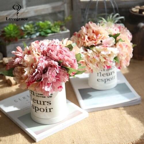 5 Heads Artificial Flower Peony Holding Wedding Bouquet Silk Flowers Peonie Bouquet for Home Party Table Fall Decor Fake Flowers