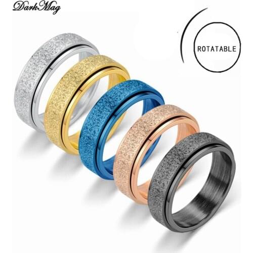 DarkMag Classic Stainless Steel Spinner Rings for Women Men Vintage Gold Ring Party Wedding Bohemian bague femme Brithday Gift
