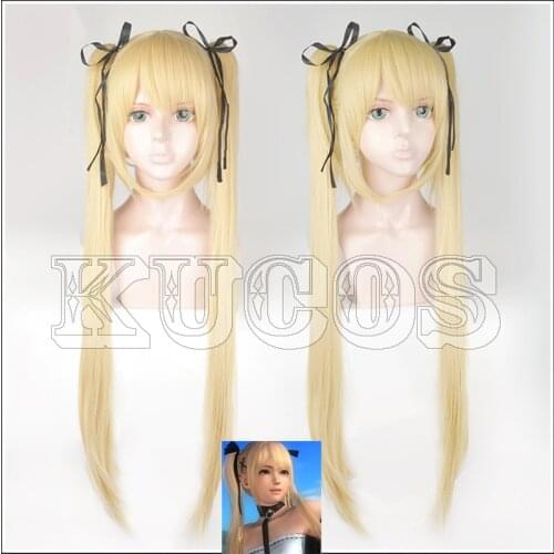 Dead Or Alive Marie Rose Blond Styled Cosplay Wig With Chip Ponytails+ Free Black Ribbon + Free Wig Cap