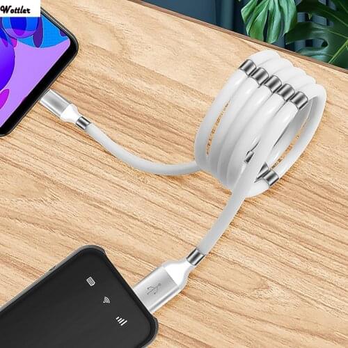 Magic Rope Magnetic absorption Data Cable for Android IOS Type C Micro USB Magnetic USB Charger Self Winding Fast Charging Cable