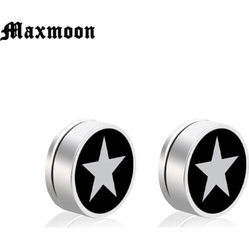Maxmoon Hot popular Men Magnetic stud Earring Jewelry Stainless Steel Round Magnet Earrings For Male Women fashion earrings