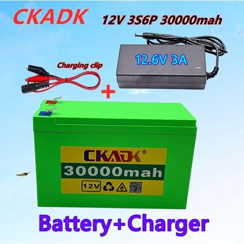 12V30Ah18650 lithium battery pack 3S6P built-in high current 20A BMS, used for sprayers, childrens electric car battery+charger