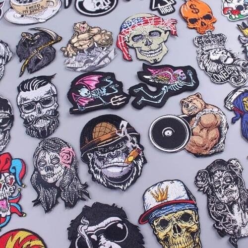 Demon Punk Patch Zombie Bride Embroidered Patches For Clothing Applique Patches Diy Gorilla Skull Patch Iron On Patches Sewing