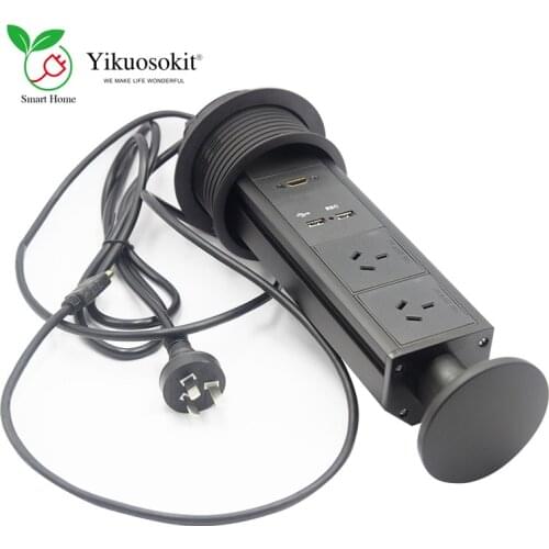Multiple AU Power Plugs 5V 2.1A 2 USB Charging Port HDMI Manual Pulling Pop Up Built-in Countertop Electrical Hidden Outlets