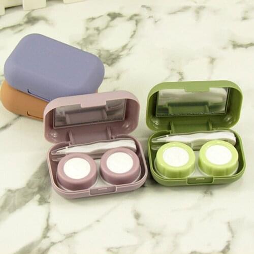 New Frosted Mini Contact Lens Case With Mirror Fashion Eyes Contact Lens Container Box Girl Colored Contact Lenses Holder Box