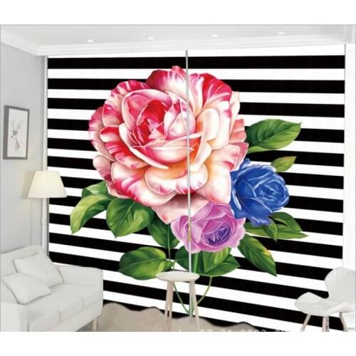 Window cottons for living room flower print Luxury Blackout 3D Curtain Living Room decorate Drapes Rideaux Cortina pillowcase