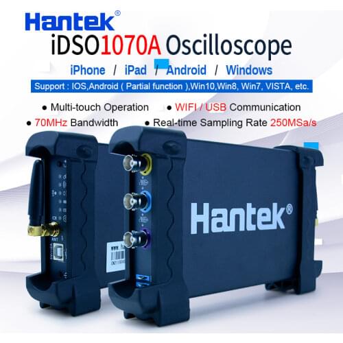 Hantek Official Digital Oscilloscope 2CH iDSO1070A USB iPhone/iPad/Android/Windows Osciloscopio Portatil With WIFI Oscillograph