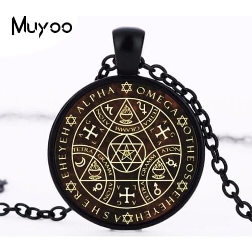 Key Of Solomon Sigil Logo Necklace Pendant Round Round Vintage Chain Choker Statement Necklace Jewelry Adventurer Gift HZ1