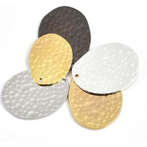 DIY brass jewelry accessories single hole irregular oval double-sided embossed pendant for making jewelry accessories