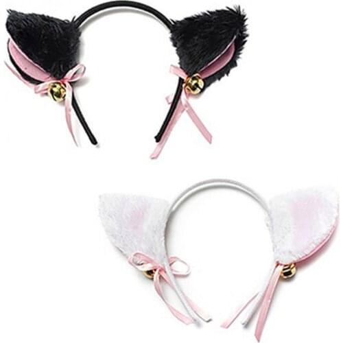 Cartoon Cats Fox Ears Headband with Bell Bow for Anime Cosplay Party Costume Beautiful Night Party Club Headbands Headwear Decor