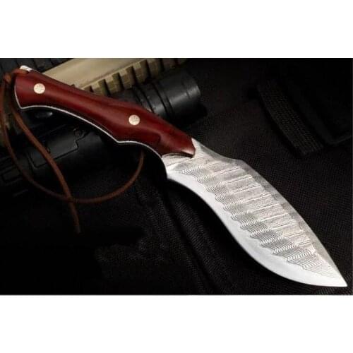 The Supreme Dog Leg Straight Fixed Knife Vg10 Damascus/M390 Blade Rosewood Handle Tactical Pocket Hunting EDC Survival Tool
