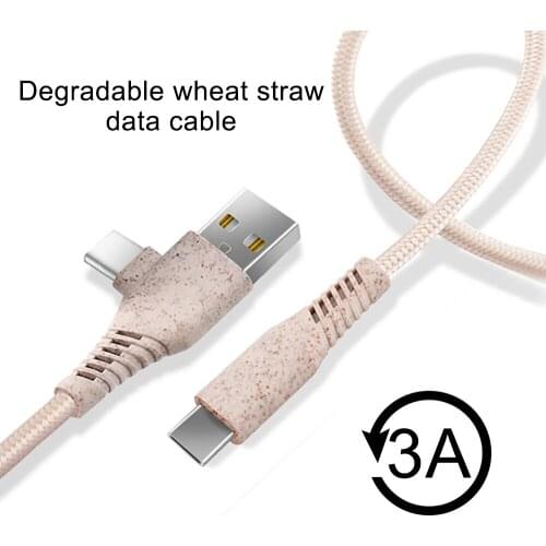 Degradable Phone Charging Cable 3A Quick Charge Micro USB Type C Data Line For Samsung LG Xiaomi Huawei Redmi Wheat Straw Cable