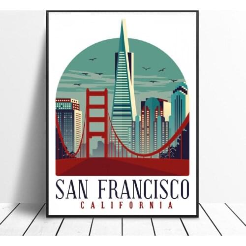 Retro Vintage SanFrancisco Canvas Painting Art Print Poster Picture Wall Modern Minimalist Bedroom Living Room Decoration