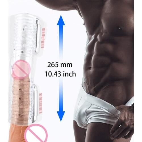 Adult Sex Toy For Men Penis Massager With 2 Caps Male Masturbator Delay Lasting Trainer Gay Couple Vibrator