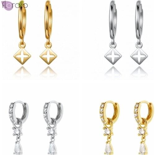 Korean Style Hoop Earrings 925 Sterling Silver Ear Buckle Crystal Pendant Exquisite Fashion Jewelry For Women Birthday Gifts