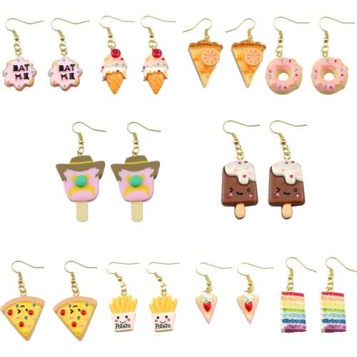 Cake Pizza Earrings Ice Cream Donuts Drop Hanging Earrings For Women Children Birthday Gift Drop Shipping
