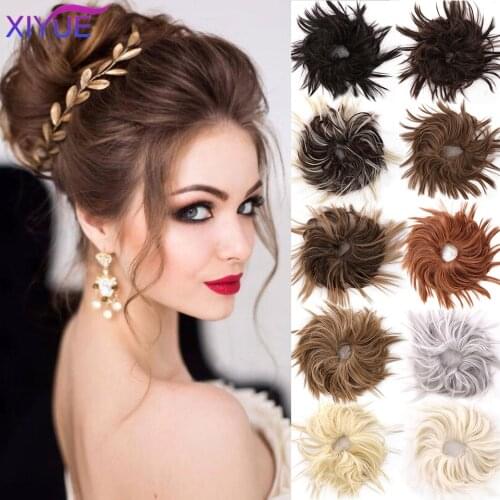 XIYUE Synthetic Chignon Messy Scrunchie Elastic Band Hair Bun Straight Updo Hairpiece Extension Fiber Natural Fake Hair Free Gif
