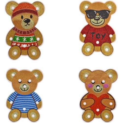 LED Light Cartoon DIY Full Drill Diamond Painting Light Bedroom Night Lamp Home Desk Decor 4 Color Bear Animal Night Lamp