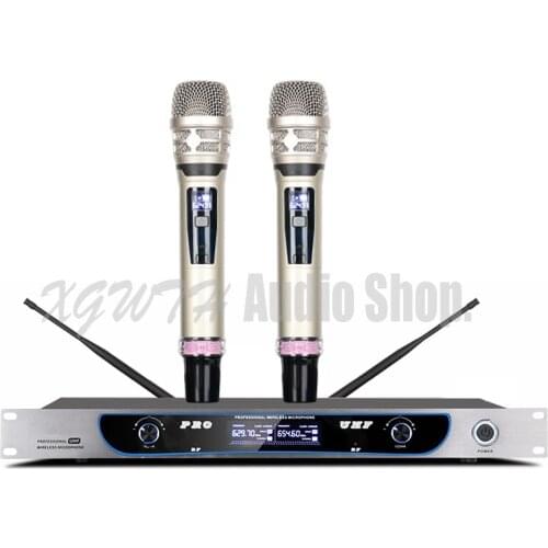 UHF 2 Channels Handheld Wireless Microphone System Cordless Mic Professional for Karaoke Singing Party Club School