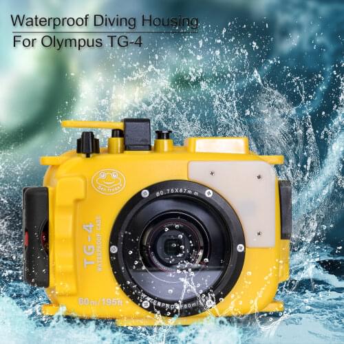 For Olympus TG4 Case 60M/195ft TG4 Underwater Diving Camera Housing Waterproof Case With Dual Fiber-Optic ports