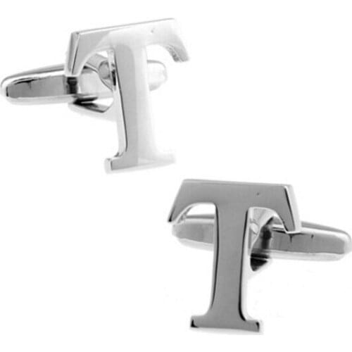 Shirt cuff cufflink silvery letter T cufflink copper material design fashion English letters cufflinks free shipping