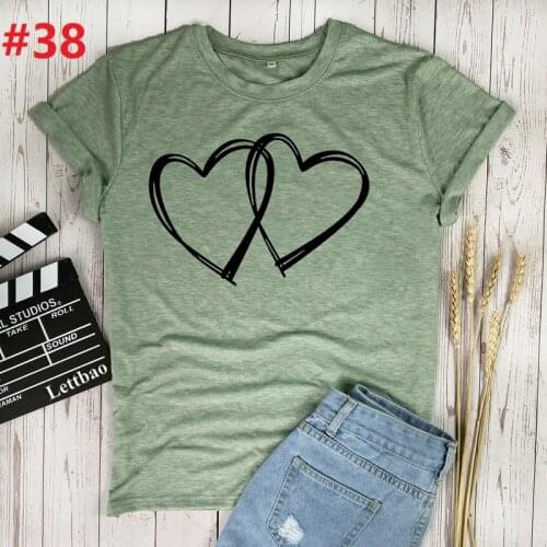 Graphic Love Heart Plus Size New Print T Shirt T-Shirt O Neck Short Sleeve Tees Summer Women TShirts Harajuku Tops