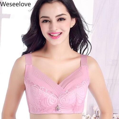 Weseelove 2020 New Summer Plus Size Bras Women Large Ultra-Thin No Sponge Without Rims Paper Chest 115EF Large Cup Underwear X05