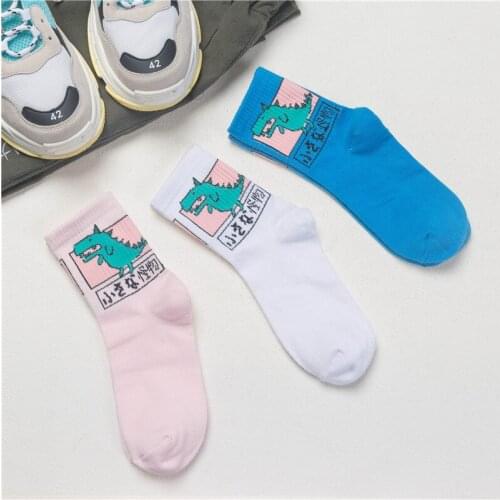 Women Cotton Socks Monster Ulzzang Harajuku Sport Fashion Korean Fun Crew Skaterboard Casual
