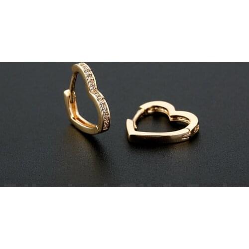 SIPENGJEL Fashion Cubic Zircon Geometric Heart Earrings 3 Color Korean Style Small Hoop Earrings For Women Korean Style Jewelry