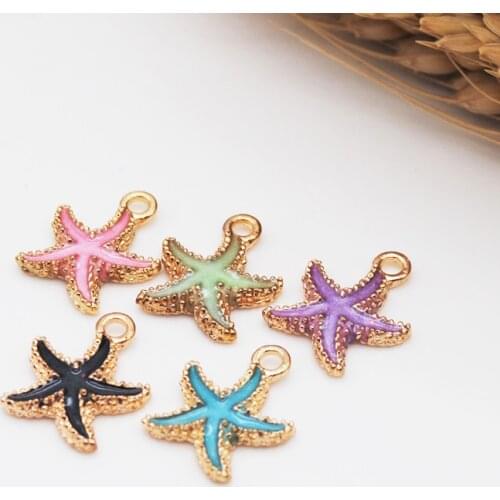 10pcs/lot New Style Starfish Enamel Charms Zinc Alloy Ocean Starfish Oil Drop Pendant Charms for Jewelry Finding Making
