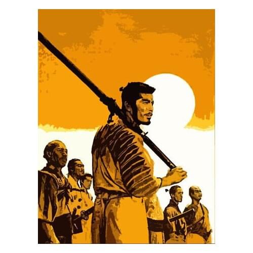 100%Handmade Seven Samurai Popart Oil Painting 24x36 inches in size