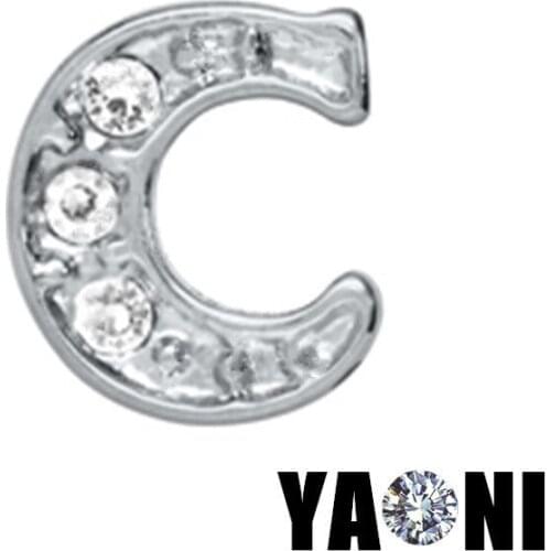 20pcs lot-Free Shipping Metal Letter Charms Crystal Alphabet Charm Fit Floating Glass Magnetic Locket