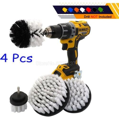 4 Sets Plastic Drill Brush Attachment For Cleaning Carpet Leather And Upholstery Sofa Wooden Furniture Kit Electric Scrubber
