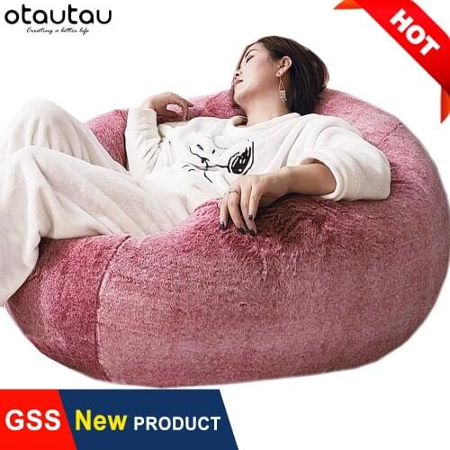 OTAUTAU Big XXL Bean Bag Chair with Filling Stuffed Giant Beanbag Sofa Bed Pouf Ottoman Puff Seat Futon Relax Lounge Furniture