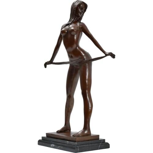 ATLIE BRONZES Western Body Art Libido Sexy Girl Statue Nude Woman Bronze Sculpture Household Figures Home Decor