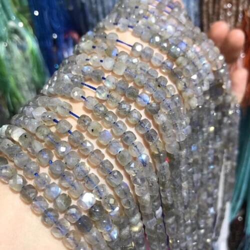 Natural Stone Beads Flash Labradorite Section Square Loose Beads Charms For DIY Necklace Bracelet Handiwork Jewelry Accessory